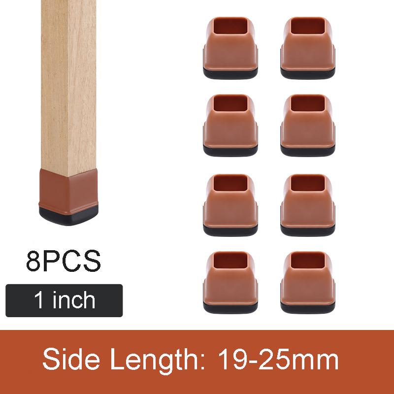 8PCS Carpet Furniture Sliders Chair Leg Floor Protectors Rubber Round Square Furniture Chair Feet Glides Caps Prevent Scratches