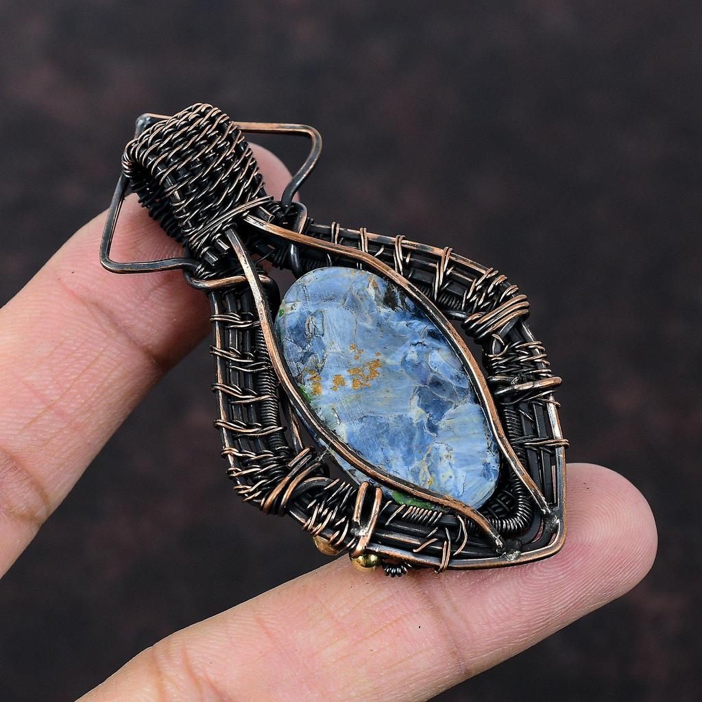 Colgante de Piedra Preciosa Pietersita Joyería Envuelta en Alambre de Cobre Colgante de Cobre Hecho a Mano Joyería de Pietersita Asombroso Colgante Envuelto en Alambre Regalo Para Madre