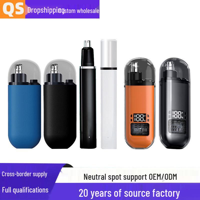 Rechargeable Waterproof Unisex Nose Hair Trimmer with Power Display