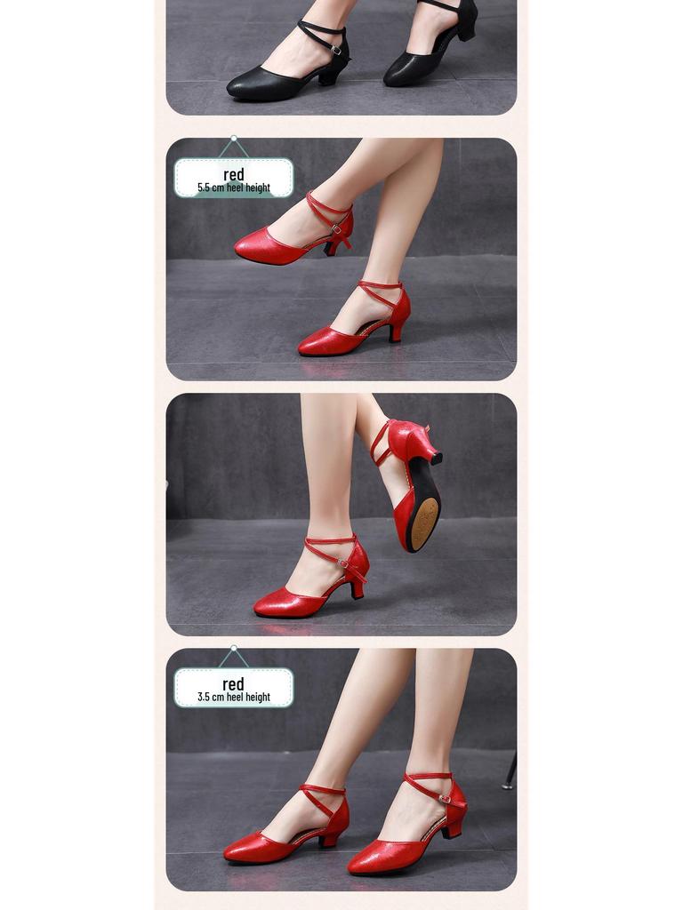 Women's Soft Sole Square Dance Shoes - High or Low Heel for Modern & Cha Cha Dance