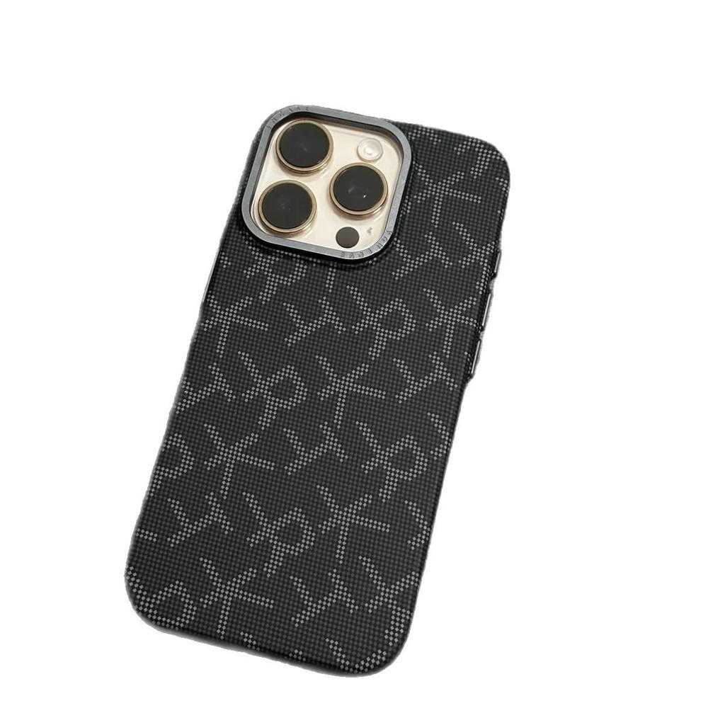 Applicable To IPhone17promax Carbon Fiber Pattern Mobile Phone Case Apple 16 Metal Lens Frame PC Ultra Thin Protective Case