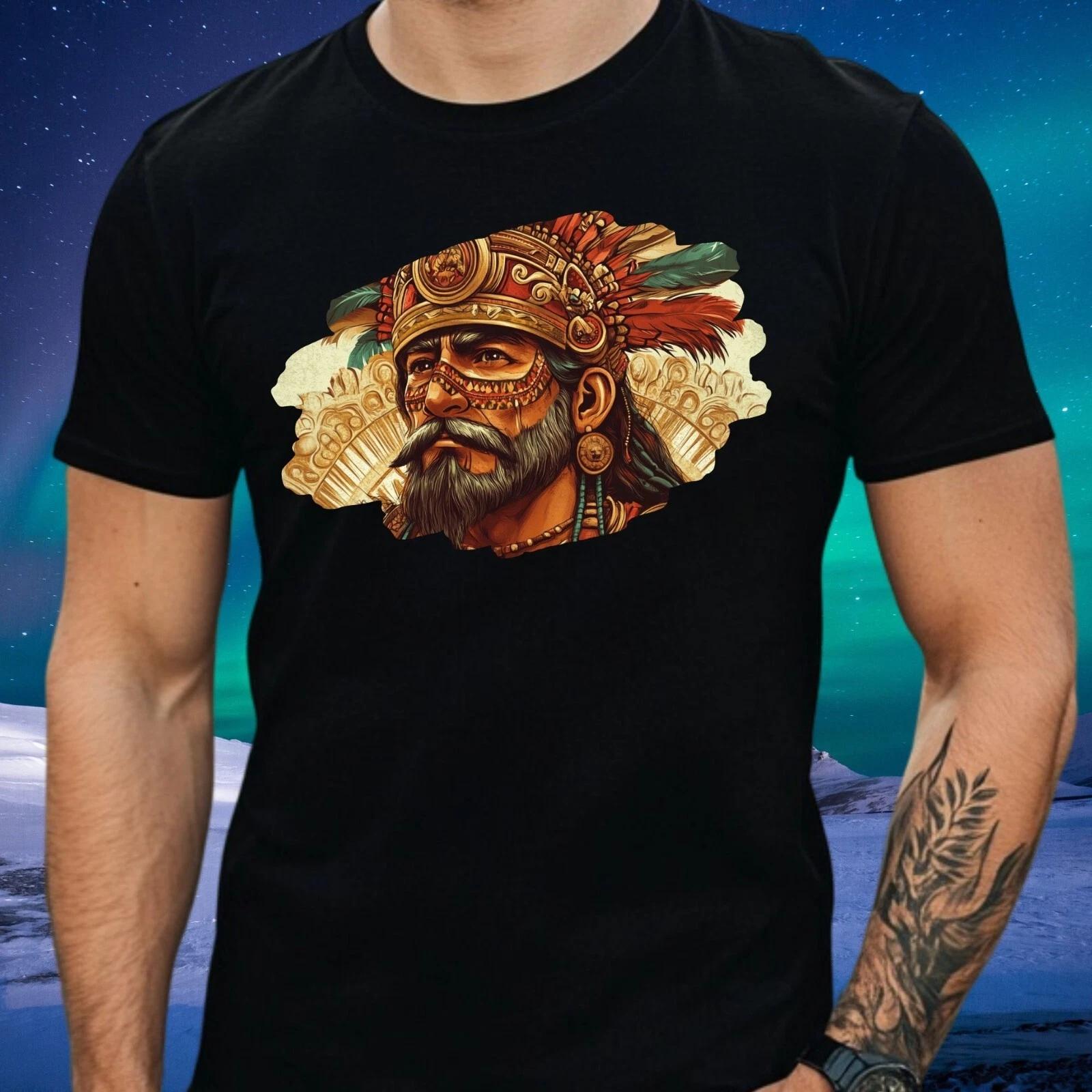 T-Shirt Herren Traditioneller mexikanischer Krieger Motiv Baumwolle GrößeSbis5XL M