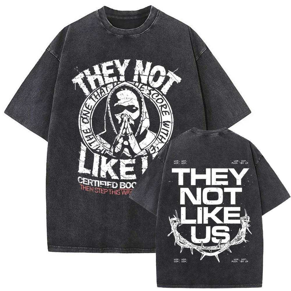 Limitiertes Rapper Kendrick Lamar They Not Like Us Ausgewaschenes Vintage T-Shirt Sommer Herren Damen Hip Hop Übergroßes Street Crewneck T-Shirt
