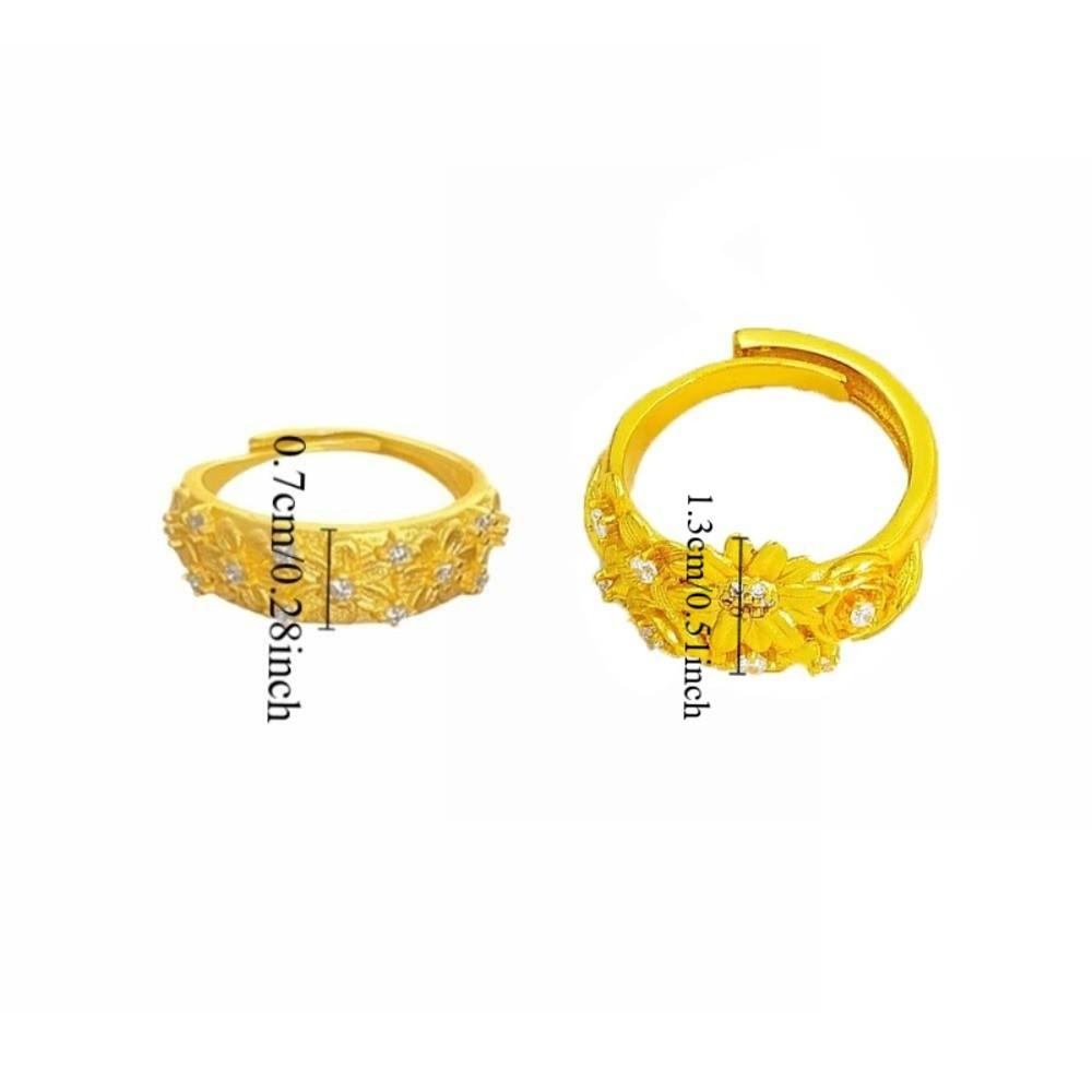 Glittering Floral Adjustable Ring Luxury Gold Plated Ring Rhinestone Accent Ring Women Accessories