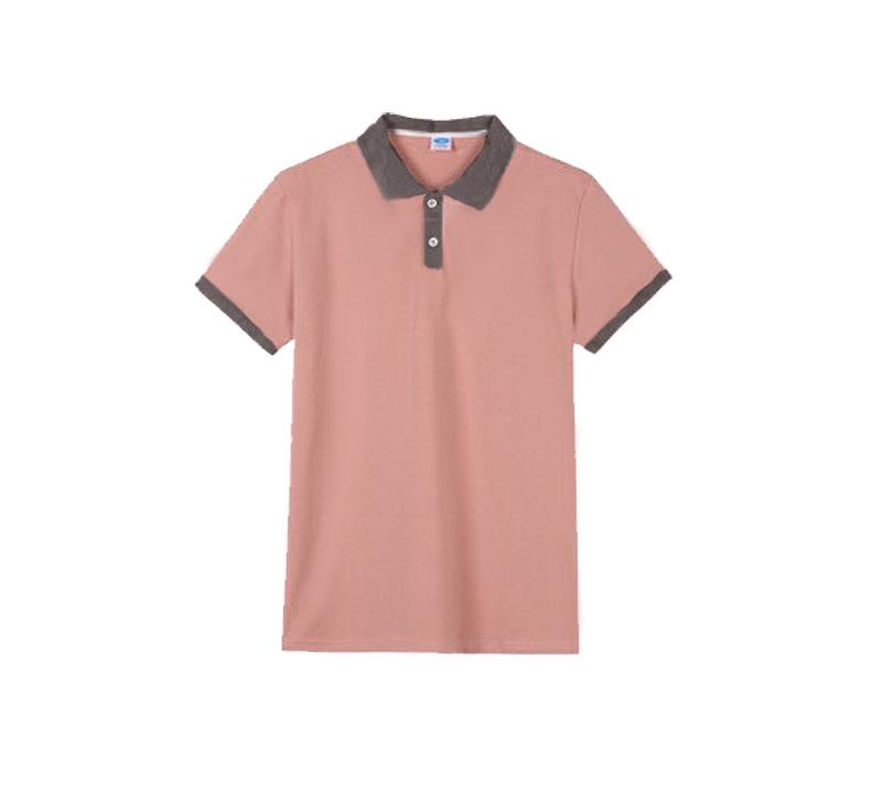 Trendy Summer Pink-Gray Polo Shirts for Stylish Families: Parent-Child & Mother-Daughter Street Style Short Sleeves