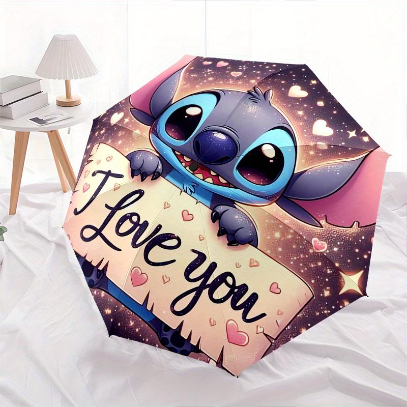 Stitch,Love Automatic folding umbrella, 8 ribs portable foldable design, best choice for business and going out, birthday, Halloween, Christ