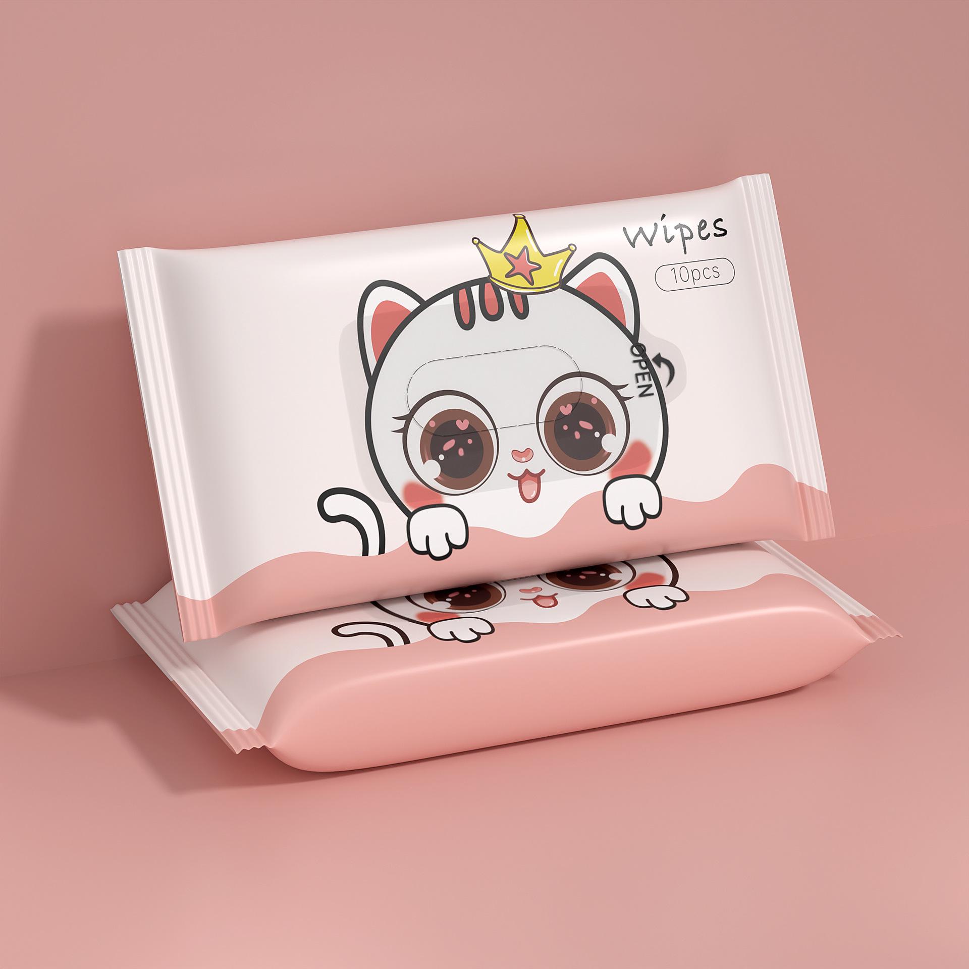 

Портативні дитячі вологі серветки для очищення рук і рота Jianhe - 10 упаковок одноразових міні-серветок