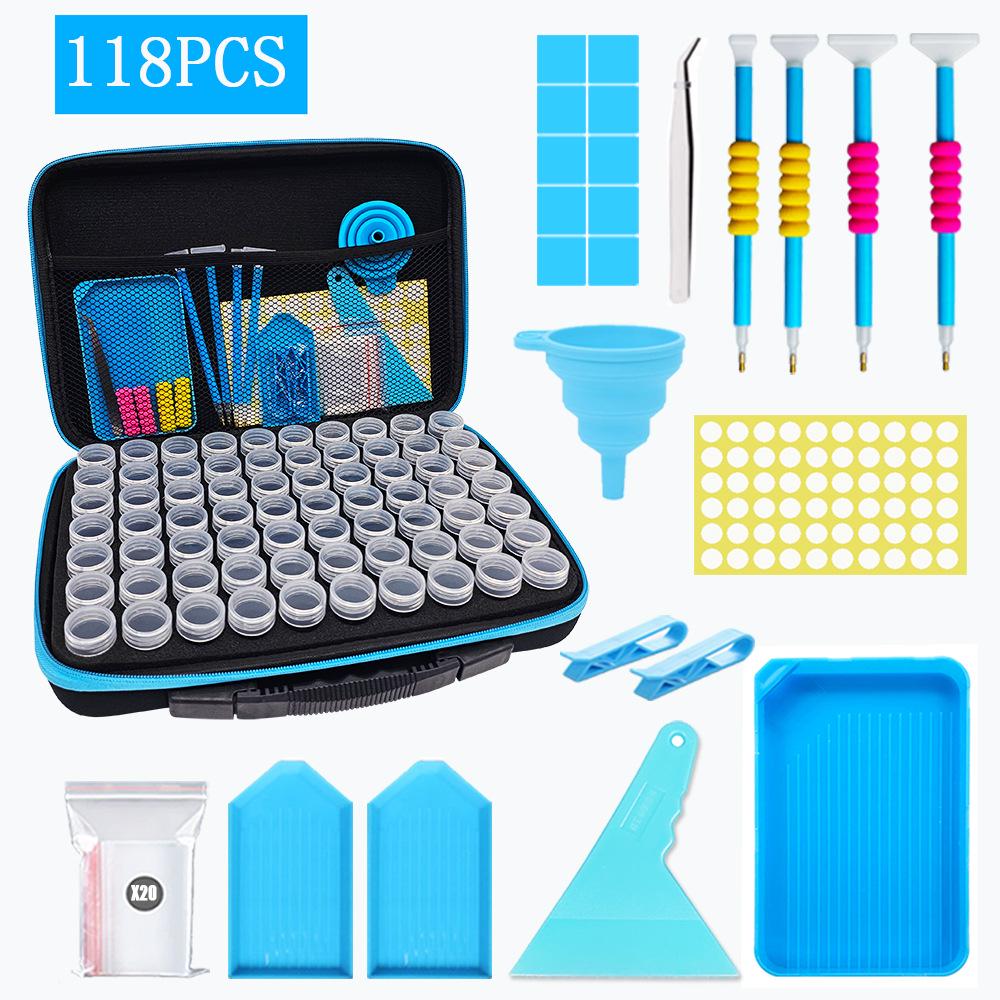 DIY Diamond Painting Kit: Funnel, Drill Pen, 60 Compartment Bottles, 30 Storage, Butterfly Bag