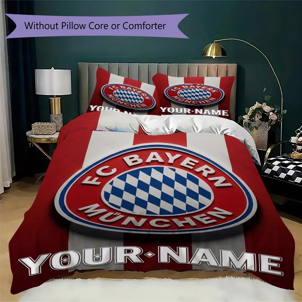 Custom Name Bayern Munich Pattern Bedding uilt Set uilt Cover Pillowcase Home Decoration Birthday Gift (1*duvet cover+2*pillowcase without core)