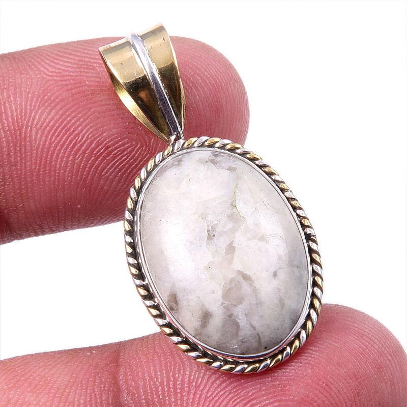 

Натуральный камень Яшма 925 Проба Стерлинговое серебро Двухцветная подвеска 1,25 b6j72