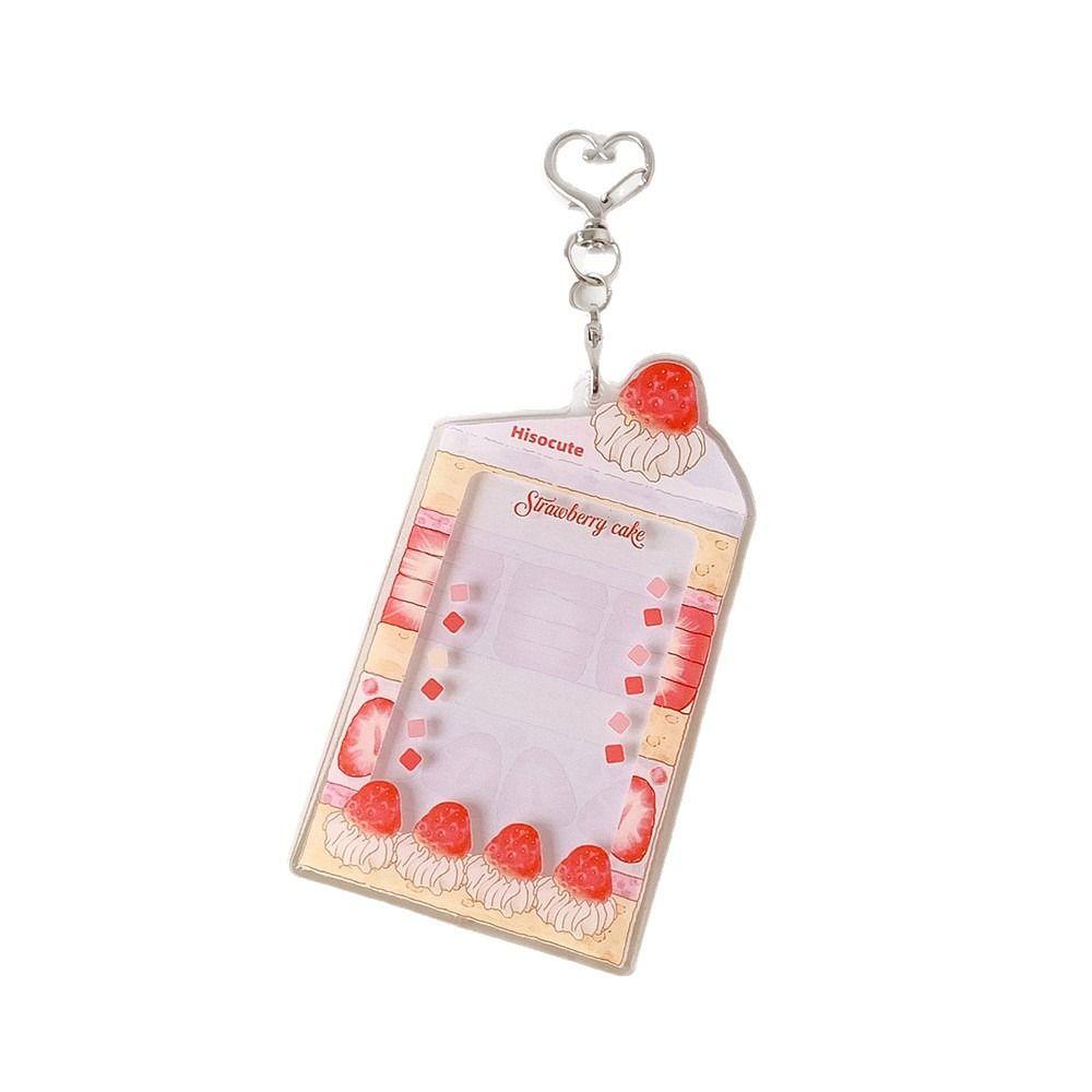 Acrylic Kpop Photocard Holder Keychain 3 Inch Cake Dessert Shape Campus Card Protective Case Transparent