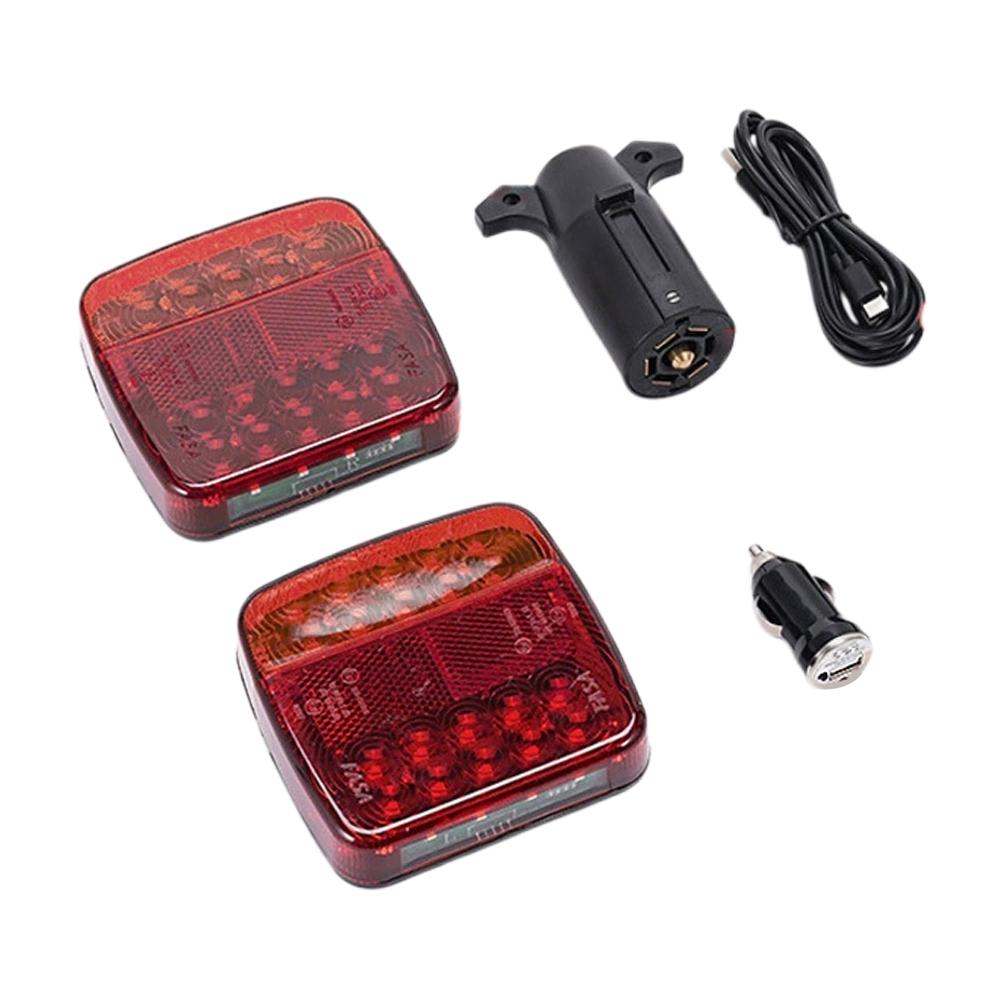 Rechargeable Wireless Trailer Lights Waterproof Rear Signal Warning Brake Lamp Magnetic Tail Light with Reflective Lens For RV