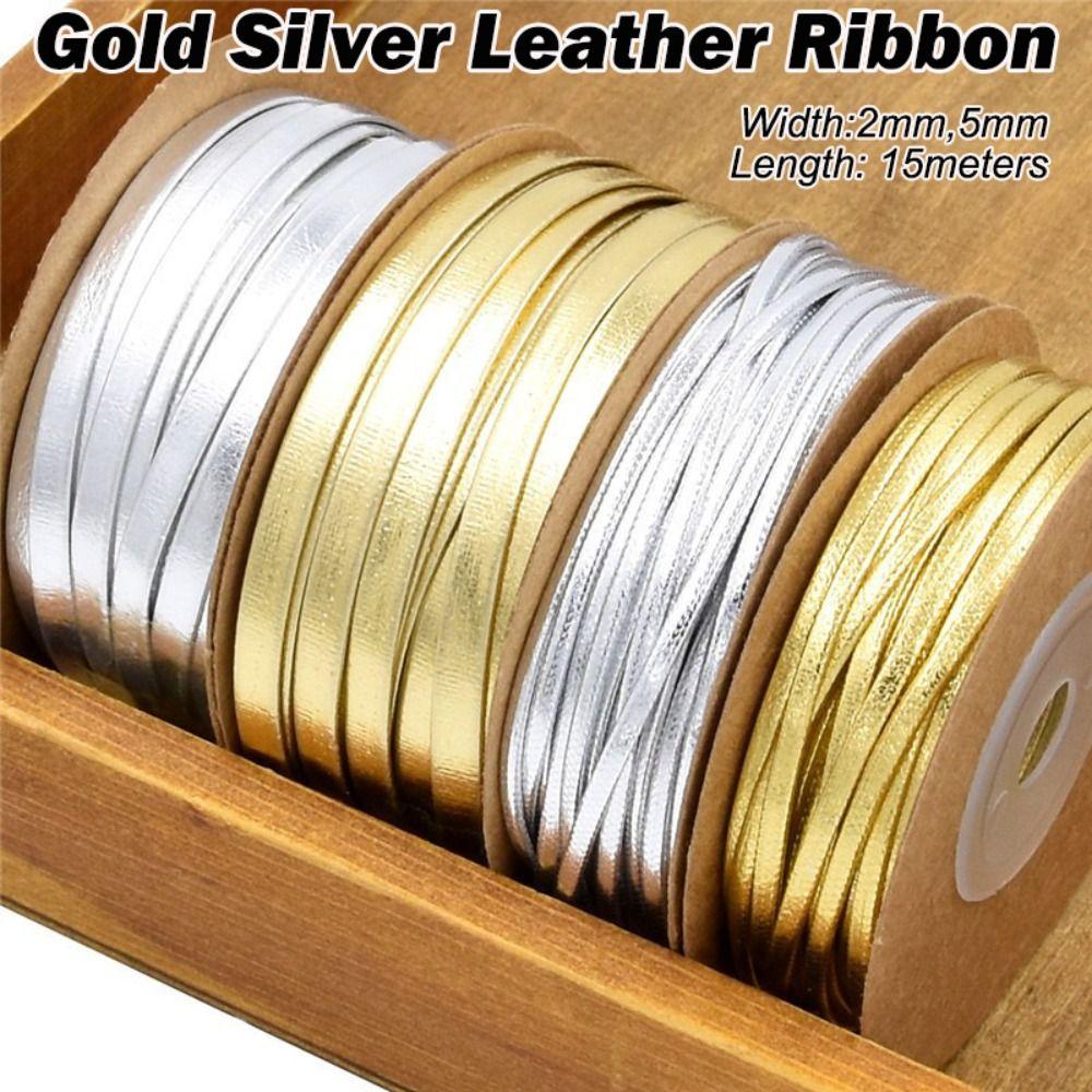 Craft Gold Silver Leather Ribbon Matte Flat PU Rope Jewelry Accessories Home Party