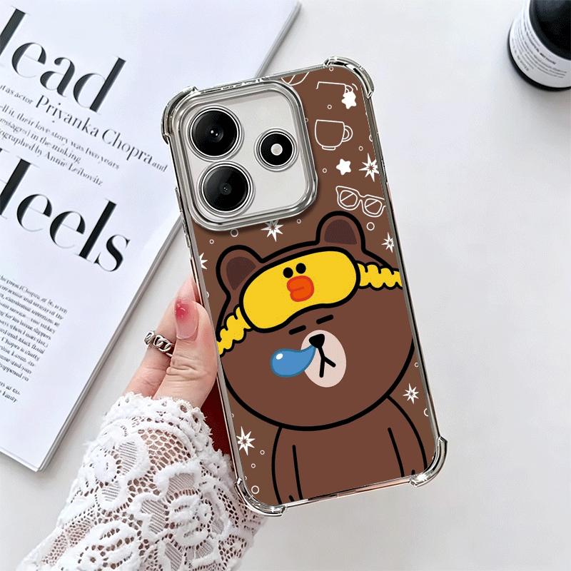 Cartoon Bear B-Browns C-Conys Soft Phone Case For Xiaomi Redmi Note 14 15 Pro Plus 13 12 11S 11T 5G 10 9S 9 Plating Anti-Fall Fu
