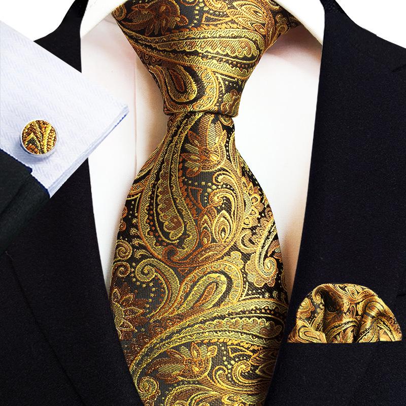 Paisley Waist Flower Men's Tie, Pocket Square, and Cufflinks Set - 2025 Edition