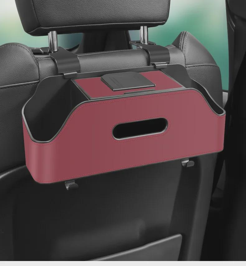 Car Multi-Function Seat Back Organizer: Storage Box, Tissue Holder, Cup Holder, Bag.