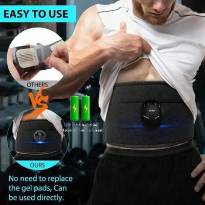 Stimolatore Muscolare EMS a Batteria, Cintura Addominale, Elettrostimolatore ABS Intelligente, Cintura Vibrante per il Fitness in Vita