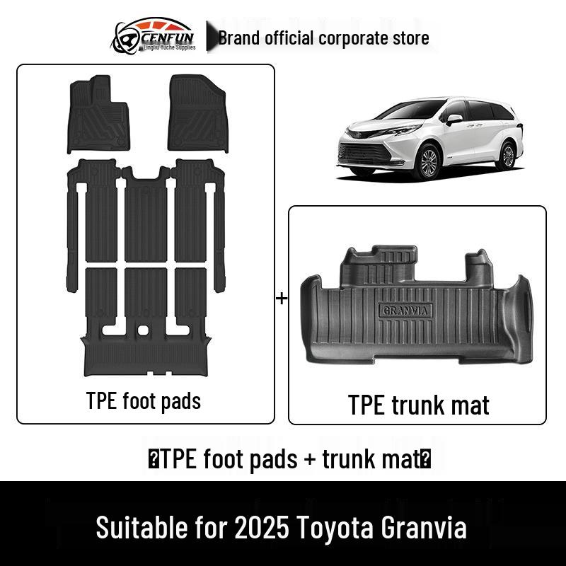 TPE Anti-Slip Eco-Friendly Trunk Mat for 2025 Toyota Grand Highlander & Sienna Galaxy.
