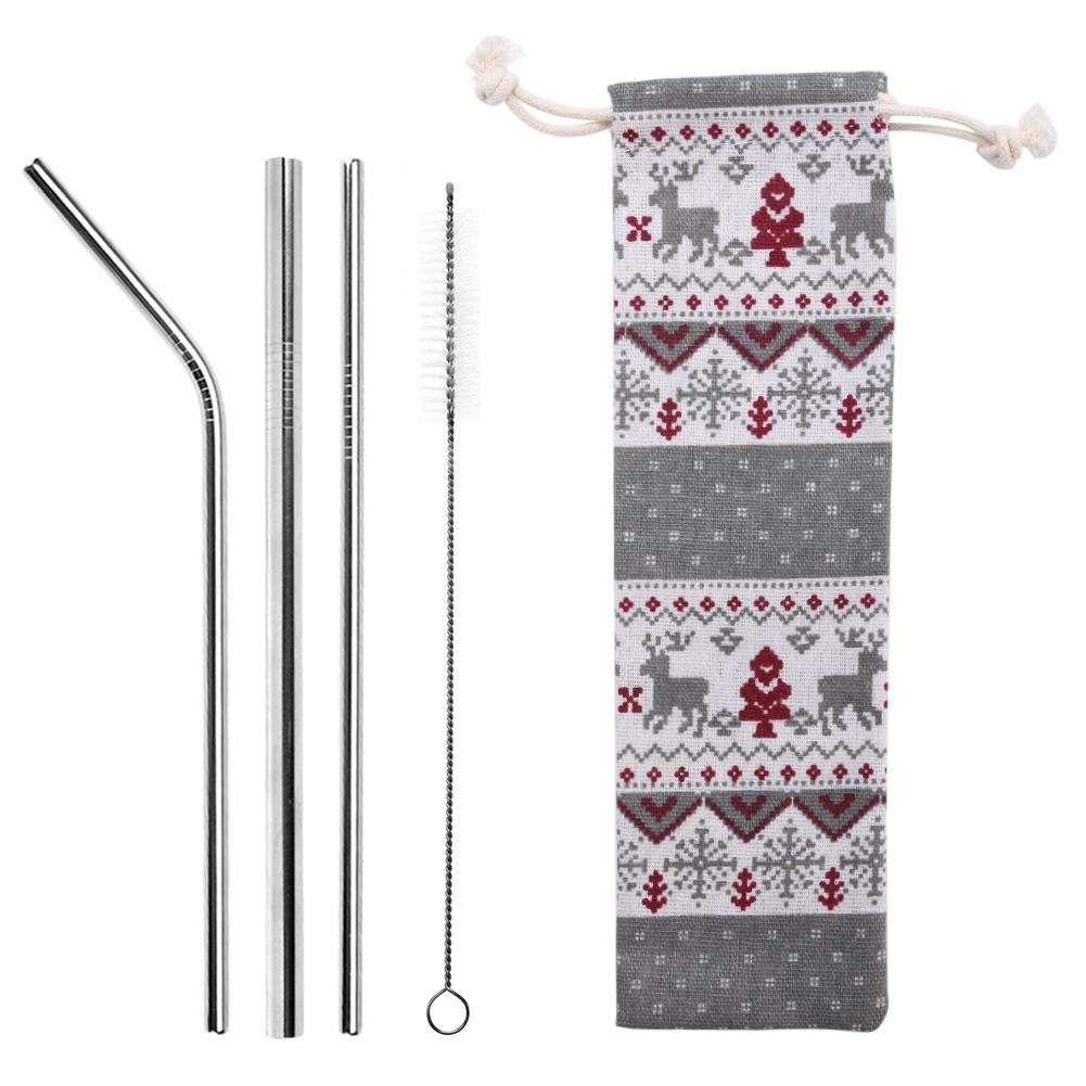 

5pcs Stainless Steel Drinking Straw with Cleaner Brush Kit Coffee Tee Bar Tool High Tech Technology Environmental Protection