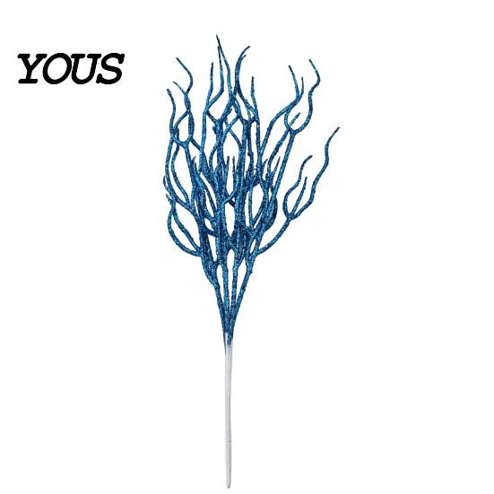 Seasonal Glitter Branch Artificial Christmas Tree Pick, Sparkling Faux for Party Dead Ornament, Curly Decorative Twigs Stick Stem Vase