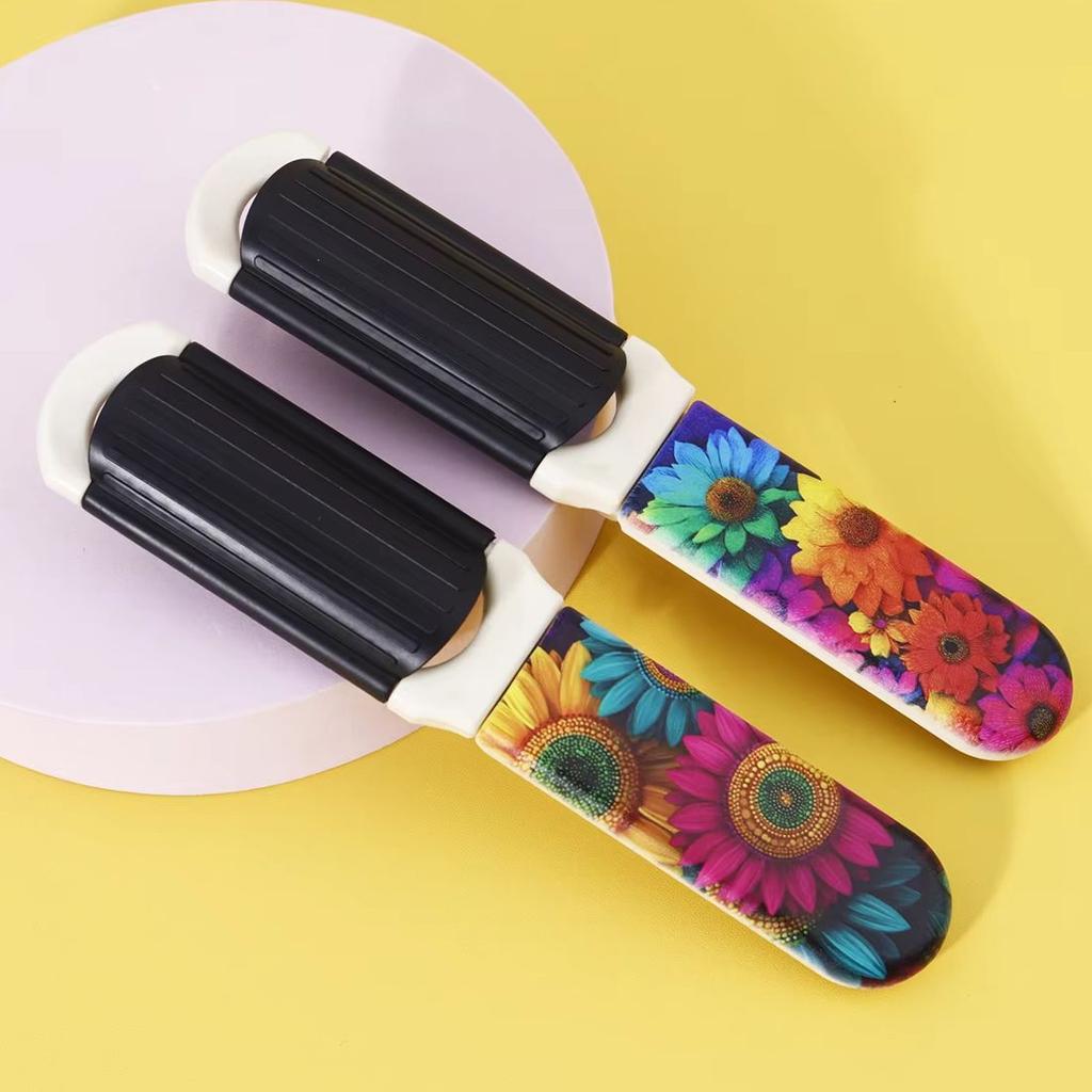 1pc Folding Colorful Flower Pattern Comb with Mirror, Portable Compact Air Cushion Comb, Suitable for Daily and Outdoor Use