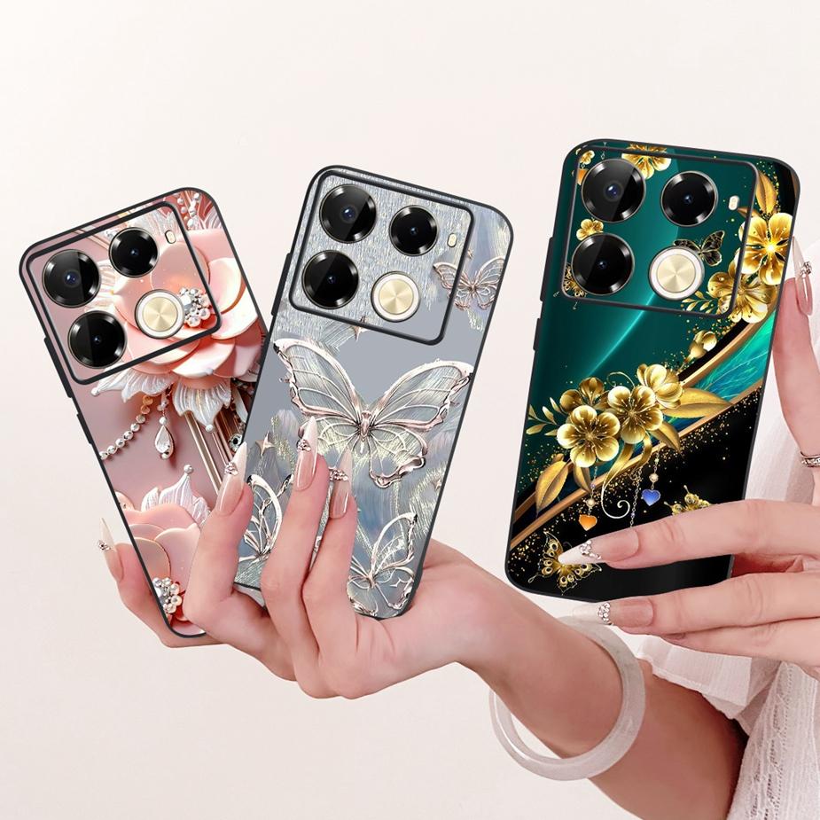Für Infinix Note 40 40X 5G Hülle X6852 Neue Schmetterlingsbemalte Abdeckung Weiche Silikonhülle Für Infinix Note 40 Pro Plus Note40 X Hülle