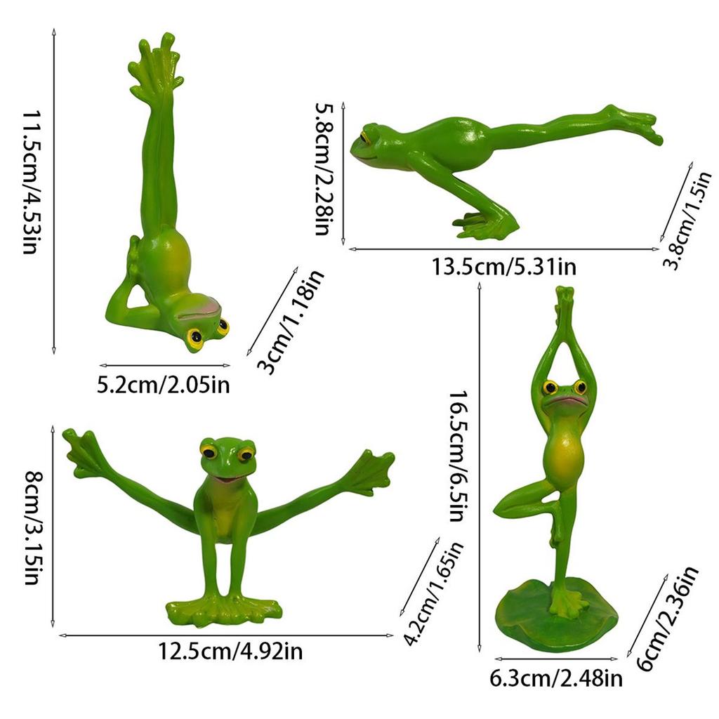 1Pc Resin Set of 4 Yoga Frogs Decorative Ornaments, Home Decoration, Holiday Gifts, Gifts for Frog Lovers, Four-Season Home Decoration Ornaments,