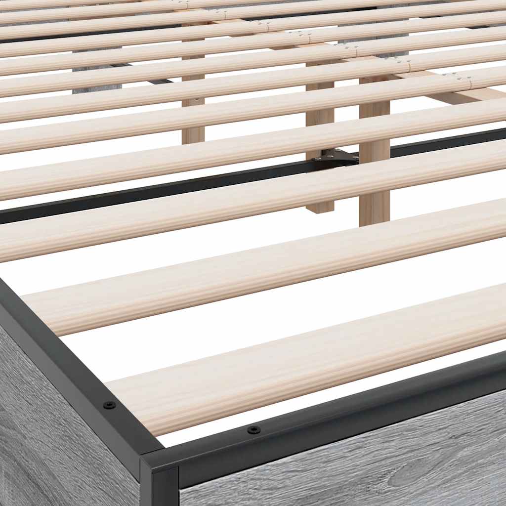 Bed Frame Gray Sonoma 150x200 cm Particleboard and Metal