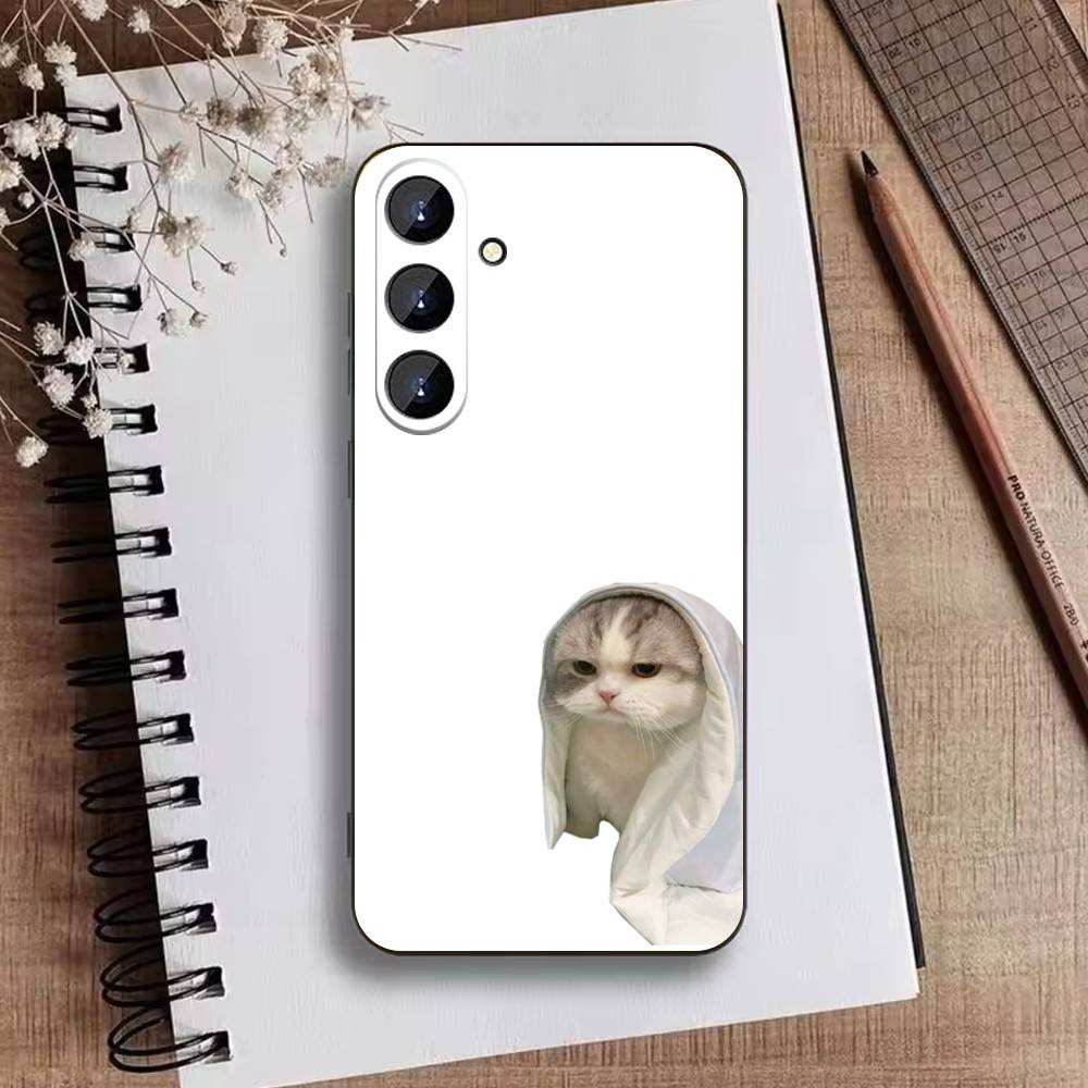 Goofy Silly Cats Big eyes Phone Case For Samsung Galaxy A73,A72,A71,A70,A52,A51 Others Soft Black Cover