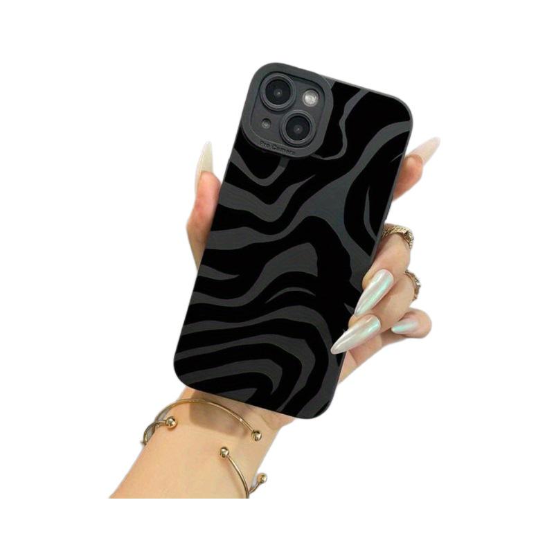Black Zebra Pattern iPhone 15 Pro Max Case, Pupil Eye Design, Compatible with iPhone 14/13/12, Soft Silicone for Women.