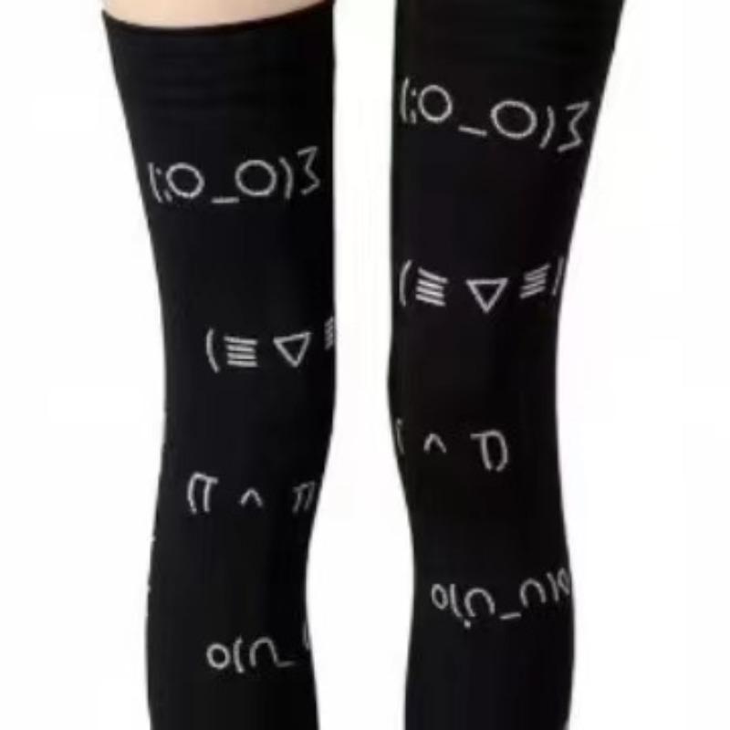 White Graffiti Letter Print Long Socks Harajuku Over Knee Thigh High Stockings Cute Socks Kawaii