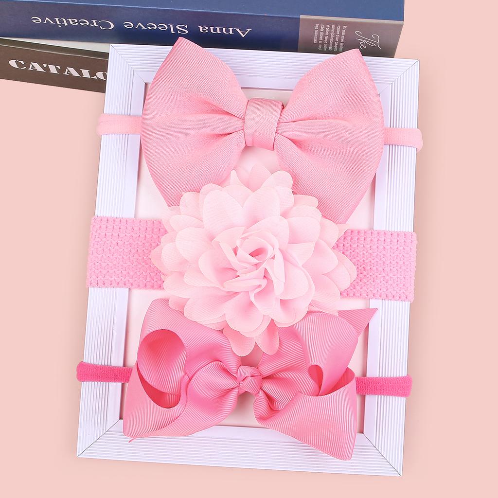 3PCS Chiffon Flower Headbands Baby Girls Hair Bows Headband Elastic Soft Nylon Hairbands for Baby Turban Infant Hair Accessories