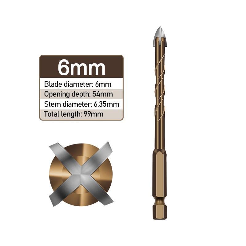 Hexagonal Shank Spiral Groove Cross Alloy Drill Bit Ceramic Four-blade Drill Bit