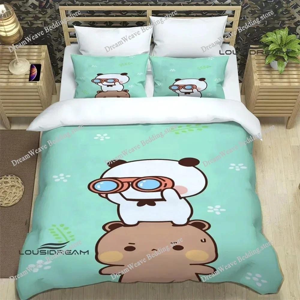 Cute Cartoon Bear Printed Bedding Sets Exquisite Bed Supplies Set Duvet Cover Bed Comforter Set Bedding Set Luxury Birthday Gift