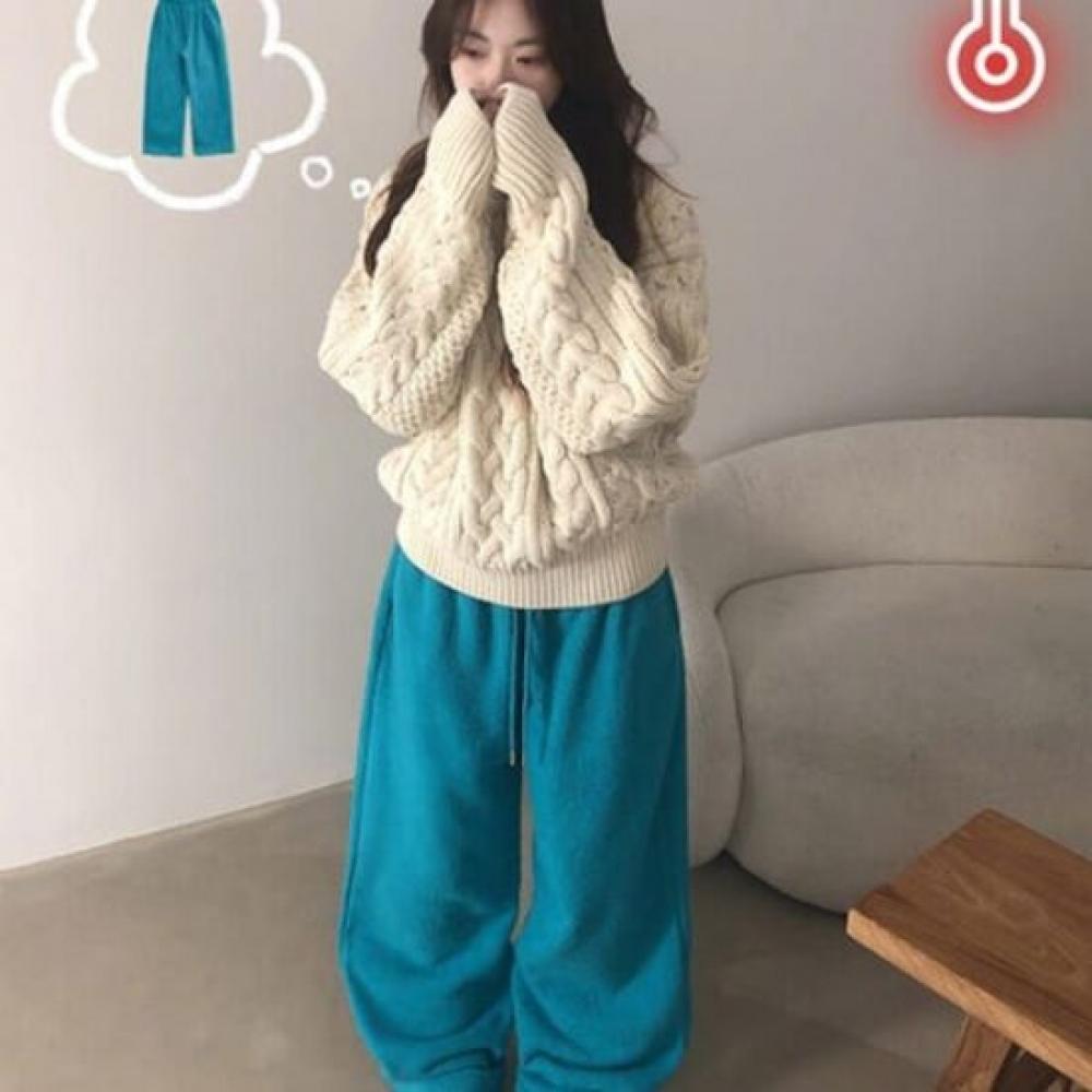 The Pink Selmi Banding Fleece Wide Pants