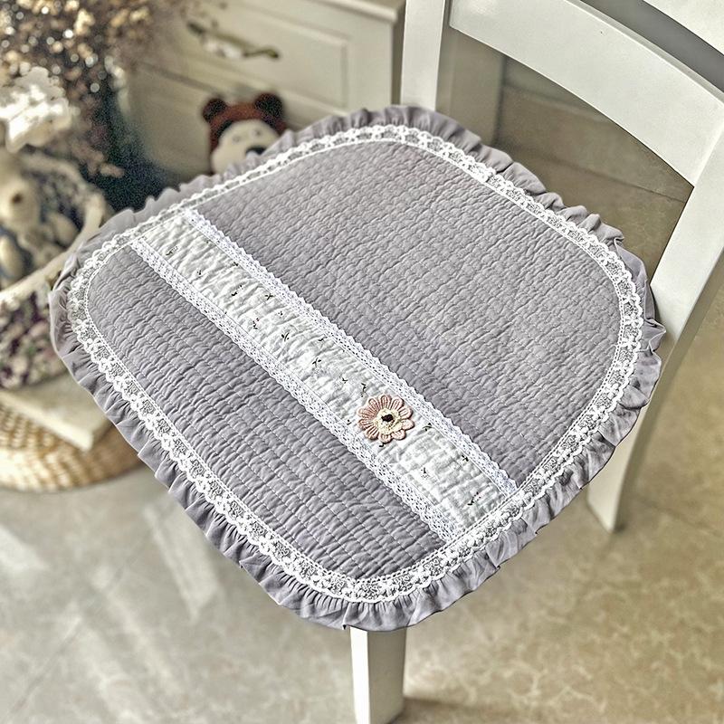 

1pcs Polyester Chair Cushions Set - Thin Cotton-Feel Seat Pads for Dining Chairs Home Office - Simple Design with Straps 47x48cm серый
