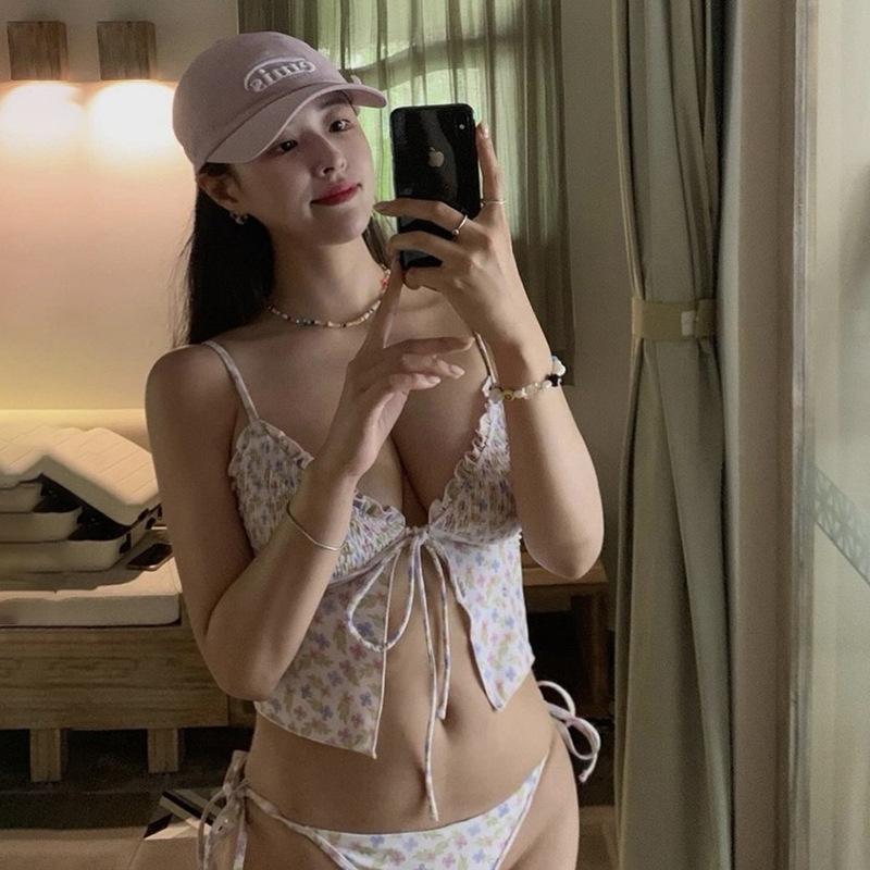 

Белое бикини халтер на шнуровке с высокой талией - Сексуальный купальник для пляжного отдыха Large цветочный