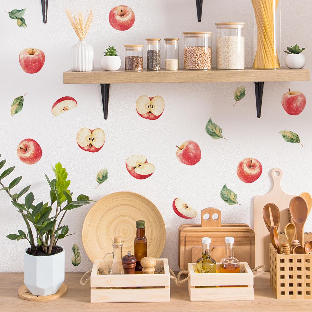 Gemalte Rote Apfel Aufkleber für Küchen-Esszimmerschränke, Heimhintergrund und Wandverschönerung