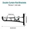  Curtain Rod Bracket,Adjustable Curtain Rod Holder,Double Curtain Brackets Wall Mount Curtain Rod Hook for Living Room