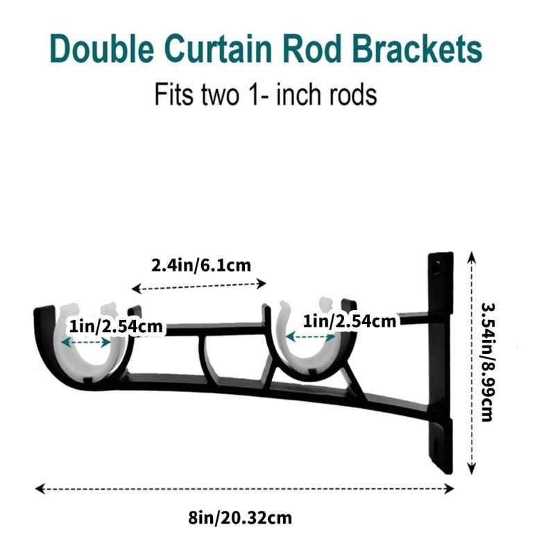 Curtain Rod Bracket,Adjustable Curtain Rod Holder,Double Curtain Brackets Wall Mount Curtain Rod Hook for Living Room
