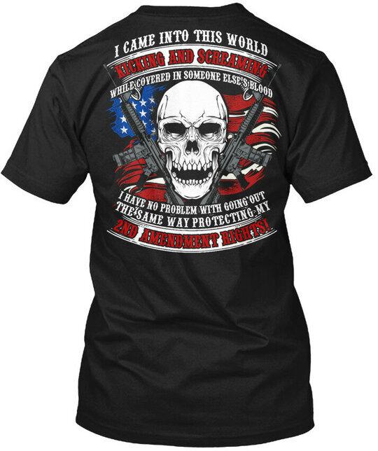 

2nd Amendment Rights Gun Kicking Screaming Skull Flag T-Shirt Made in USA S-5XL 2XL