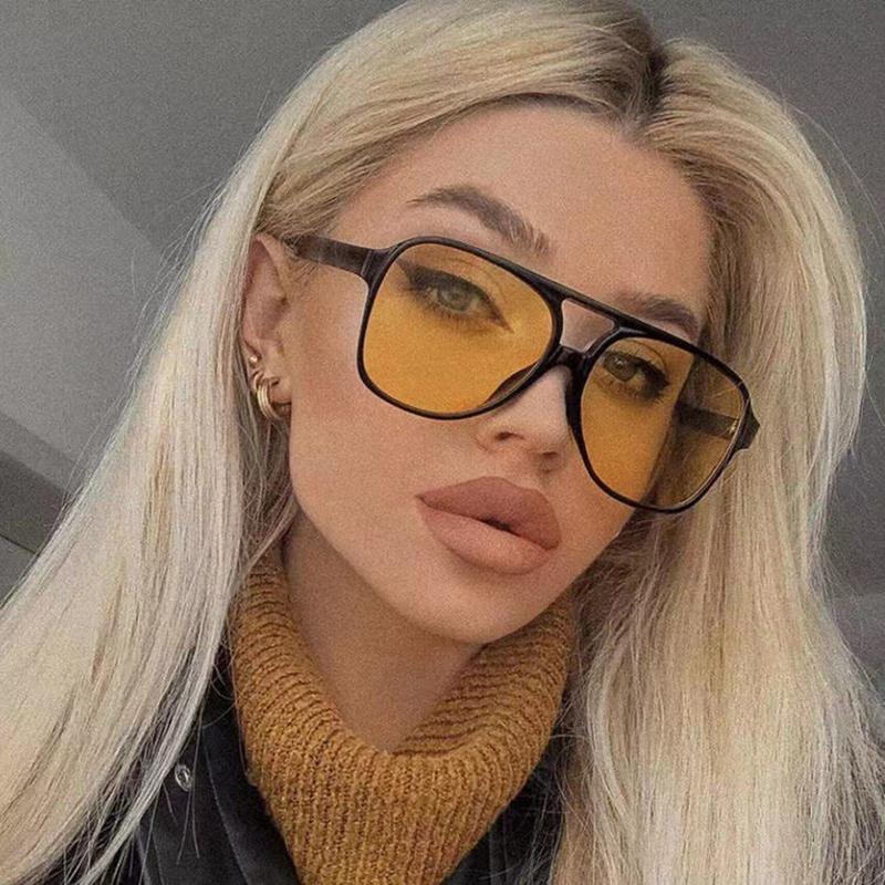 2023 Double bridge square Women Sunglasses Vintage Brand Designer Men Sun Glasses Shades Female Exaggerated oversize sunglasses