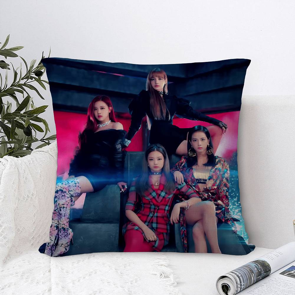 Kpop BBlack Groups Pinkes Cushion Cover Pillow Cover Decor Pillowcase Printed Cushion Case for Couch