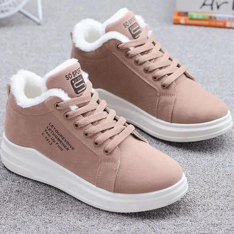 New Snow Boots Winter Outdoor Women Shoes Warm Fur Plush Lady Casual Shoes Lace Up Fashion Sneakers Platform Snow Boots