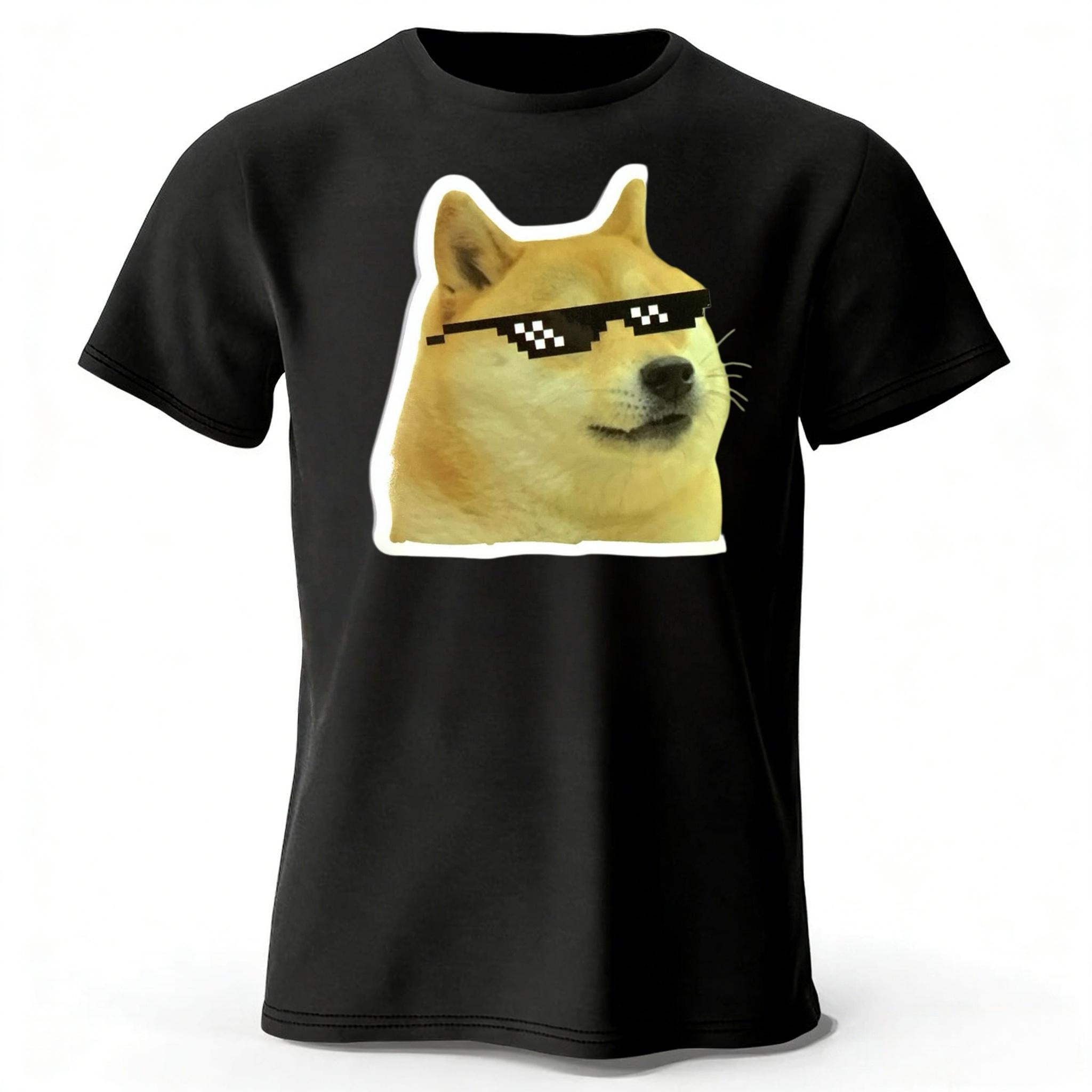 Funny Shiba Inu Mens Daily Funny Creative Casual Pure Cotton Tshirt Soft Breathable Short Sleeved Tshirt Casual Wear Top S
