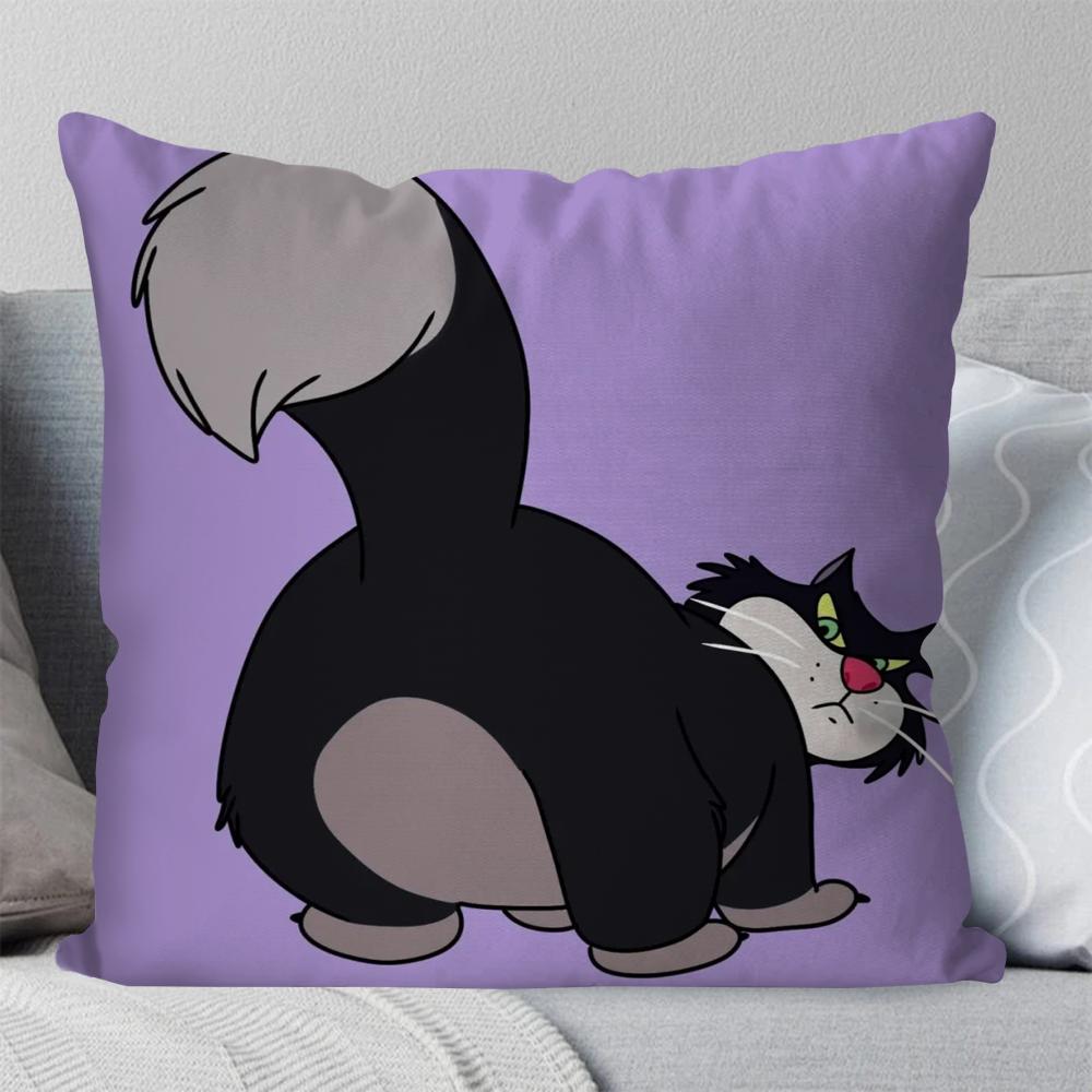 Cartoon Cute L-Lucifer Cat Pillow Case Square Pillow Bedroom Sofa Leisure Comfort Cushion Car Living Room Home Decoration 40X40
