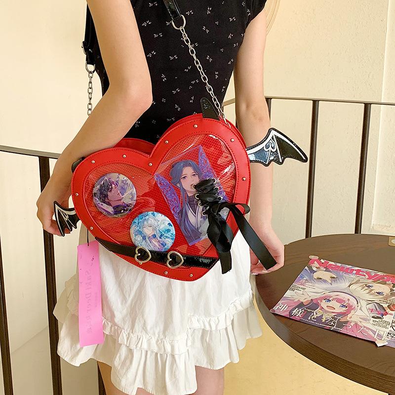 Personalized and creative small bag women's new Mori fashion rivet niche transparent shoulder bag crossbody love bag