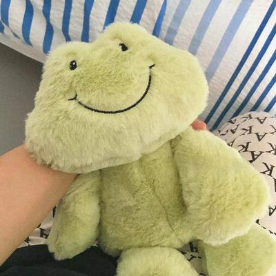 A Smiling Frog Plush Doll Cute Frog Doll Sleeping Toy Green Bean Frog