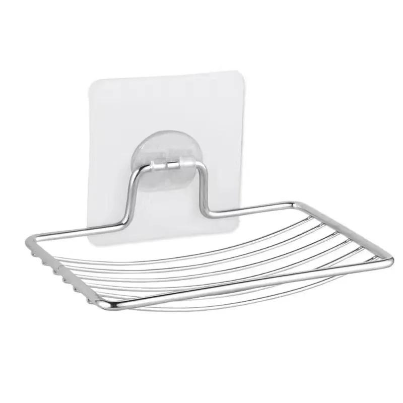 New Stainless steel soap box without drilling, wall-mounted bathroom soap box, bathroom net basket soap rack 1pcs