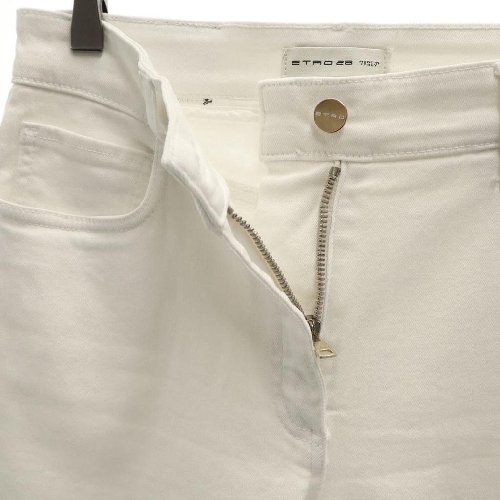 ETRO made in Italy Pants W28 White Stretch Fringe Women Used
